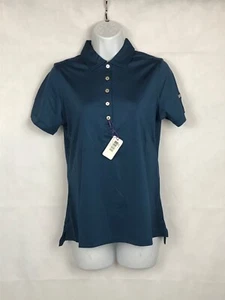 Peter Millar Women's Half Button short sleeve Sun Protection Blue Everglades S - Picture 1 of 7