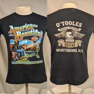 T-shirt vintage 1988 Harley Davidson America The Beautiful O'Tooles Wurtsboro NY - Foto 1 di 18