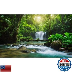 Aquarium Hintergrund Wasserfall Fluss Dschungel Wald Aquarium Hintergrund Tropic - Bild 1 von 5