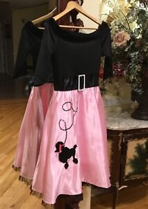 Miss Sock Hop Poodle Skirt Dress Halloween Cosplay Dress Up Costume Sz XL 14-16