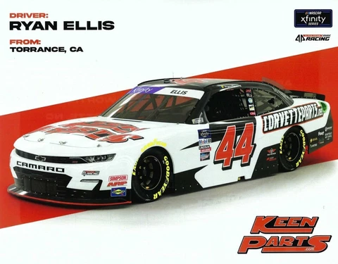 2022 RYAN ELLIS “KEEN CORVETTE PARTS 2ND VER WHITE CAR” #44 NASCAR POSTCARD Cover