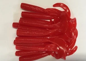 8" CURL TAIL GRUB,STRIPED BASS,BLUES,COD,FLUKE,PIKE,MUSKY,  Red  (15) - Picture 1 of 2