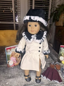 American Girl Doll Samantha 1914 with White/Black Coat Outfit & Accessories - Picture 1 of 17