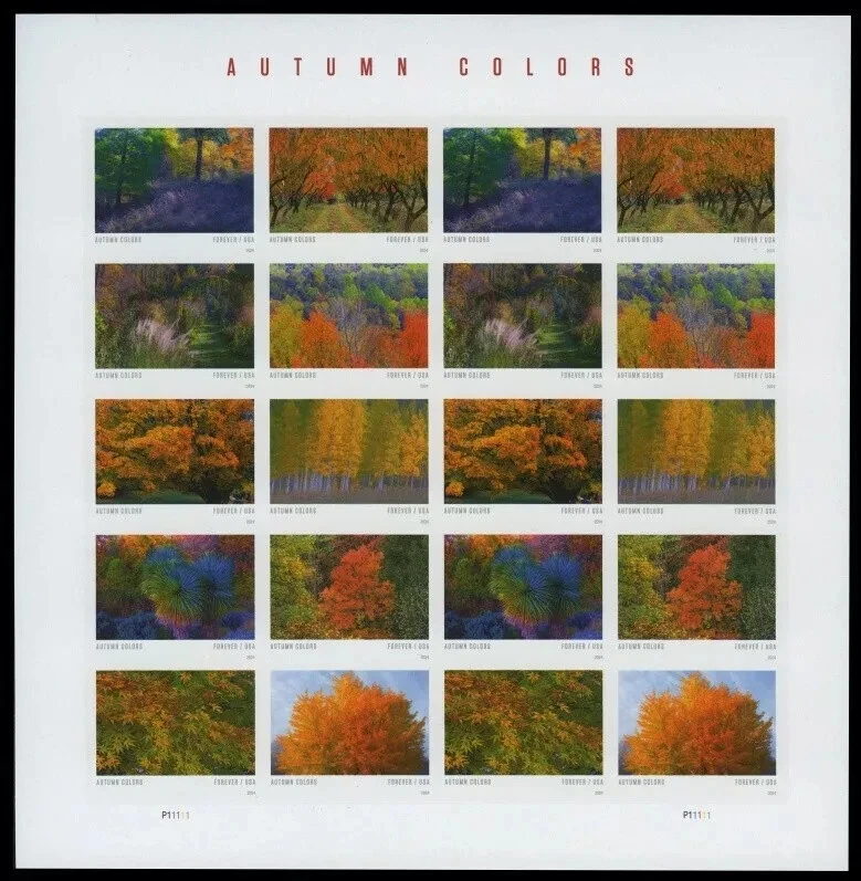 2024 US SC#5929a-38a 5938c - Autumn Colors Stamps - Imperf Orate - No-Die-Cut - Image 1 of 2