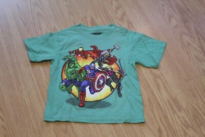 Marvel Boys Green Super Hero Printed Short Sleeve Shirt    Sz 4/5  NWOT - Image 1 of 3