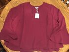 LC Lauren Conrad Women's Plus Red Wine Bell Sleeve Lace Back Shirt Size 3X - NWT