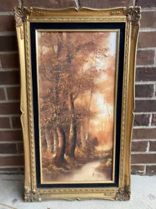 Vtg Landscape Oil Painting R. CARLI Framed Signed Trees River Forest Sunlight - Picture 1 of 14