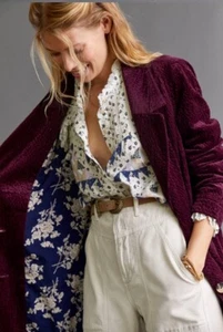 NWT ANTHROPOLOGIE Corduroy Duster Jacket Wine Retail: $180 - Picture 1 of 6