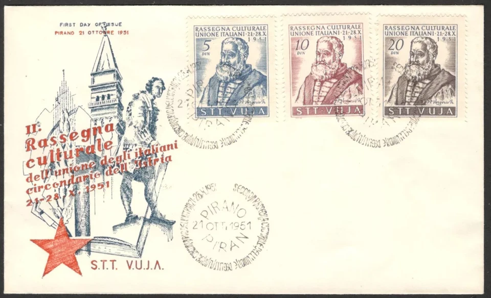 TRIESTE ZONE B - ITALY -YUGOSLAVIA - FDC CONGRESS OF ITALIAN CULTURE - 1951. - Image 1 of 1