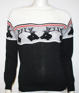 VINTAGE Elch Rentier Hirsch Intarsien LS Ski Pullover S Acryl Cyn Les Shirlee - Bild 1 von 8