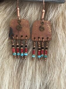 Kingman Turquoise Hammered Copper Artisan earrings!