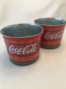 COCA COLA BOTTLE HANDLE GALVANIZED BUCKET BEVERAGE PARTY DECOR. (LOT of 2) - Picture 1 of 12