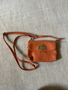 Rowallan Italian Leather Purse Womens Small Crossbody Orange Adjustable Strap - Picture 1 of 5
