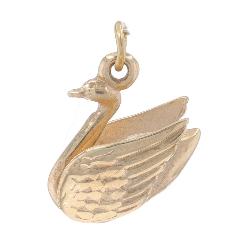 Yellow Gold Floating Swan Charm - 10k Graceful Bird - Image 1 of 4