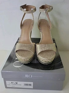 JLO Damen Ondra Keilabsatz Plateau Absatz Gold Größe 8,5M. - Bild 1 von 22