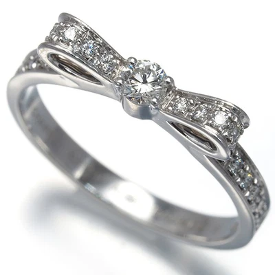 Auténtico Anillo CHANEL Diamante Rubán de Chanel Media Eternidad Cinta Pequeño EU51 18K WG  Foto 1 de 4