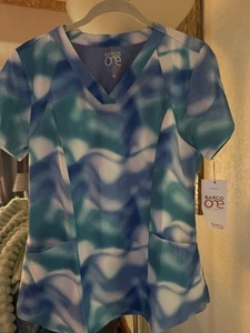 Barco One Womens 4 Pocket Thrive Print Scrub Top Size Medium - Picture 1 of 3