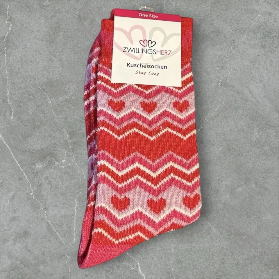 NEU ❤️Zwillingsherz ♥Kuschelsocken, Strümpfe „Herzen“ pink Gr. 38-42 - Bild 1 von 1
