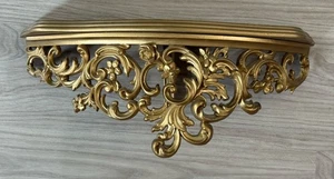 Vintage MCM Wurzelholz 21" Hollywood Regency verziert gold vergoldet Wandregal USA - Bild 1 von 13