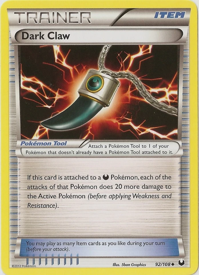1x Dark Claw - 92/108 - Uncommon Lightly Played Pokemon BW - Dark Explorers - Image 1 of 1