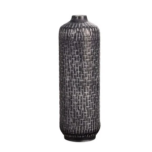 21" Embossed Metal Cylinder Vase - Picture 1 of 3