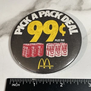 1988 McDonald’s & Coca Cola Pick A Pack Deal Pinback Button HS29b - Bild 1 von 2
