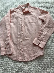 Janie & Jack Size 10 Boys Pink Button Up Long Sleeve Shirt Linen 56%/Cotton 44% - Picture 1 of 12