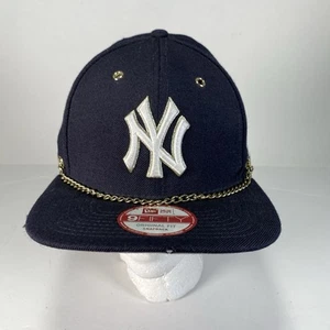 New York Yankees Hat Cap Snap Back Gold Metal Chain MLB 9Fifty New Era Mens * - Picture 1 of 12