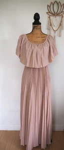 Blush Pink Plissee lang besondere Anlässe | Partykleid elastischer Bund Größe Large - Bild 1 von 9