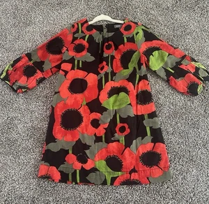 Gap Kids Girls Size 4 Poppy Floral Shift Dress Black Red Green - Picture 1 of 3