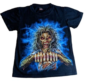Vintage Y2K 00s Iron Maiden Fan Club Rock Band T-Shirt By Hot Rock - Size Small - Imagen 1 de 7