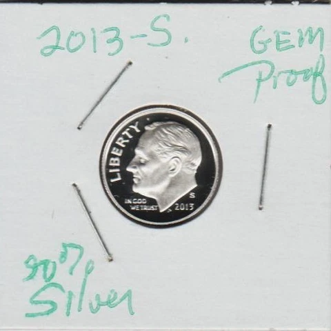 2013 S Roosevelt Dime 90% SILVER Proof Coin FROSTY  Roosie GEM FDR NICE STore Cover