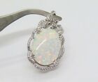 2Ct Oval Cut Lab-Created Fire Opal Women's Wedding Pendant 14K White Gold Plated