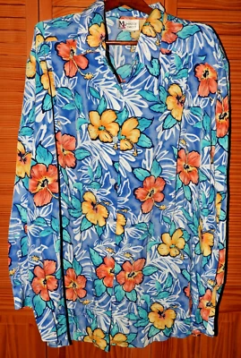 Blusa de Colección Maggie Sweet Bali Floral Azul Almohadillas para el Hombro Para Mujer Talla 3X Foto 1 de 4