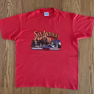 Vintage 80er San Antonio Texas Alamo T-Shirt Gr. L Einzelnaht Hanes 50/50 rot - Bild 1 von 4