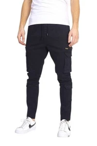 Brave Soul Men’s Slim Fit Black Cargo Combat Jeans Trousers – Utility Pants - Picture 1 of 3