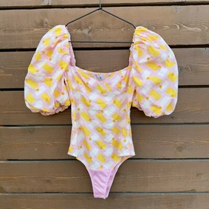 Neu mit Etikett Zara gesmokter geblümter Popeline Puffärmel Body Gr. XS Cottagecore Blogger - Bild 1 von 8