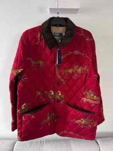 Polo RALPH LAUREN Equestrian Jacket Coat Print Twill Barn Red Horses M Medium - Picture 1 of 15