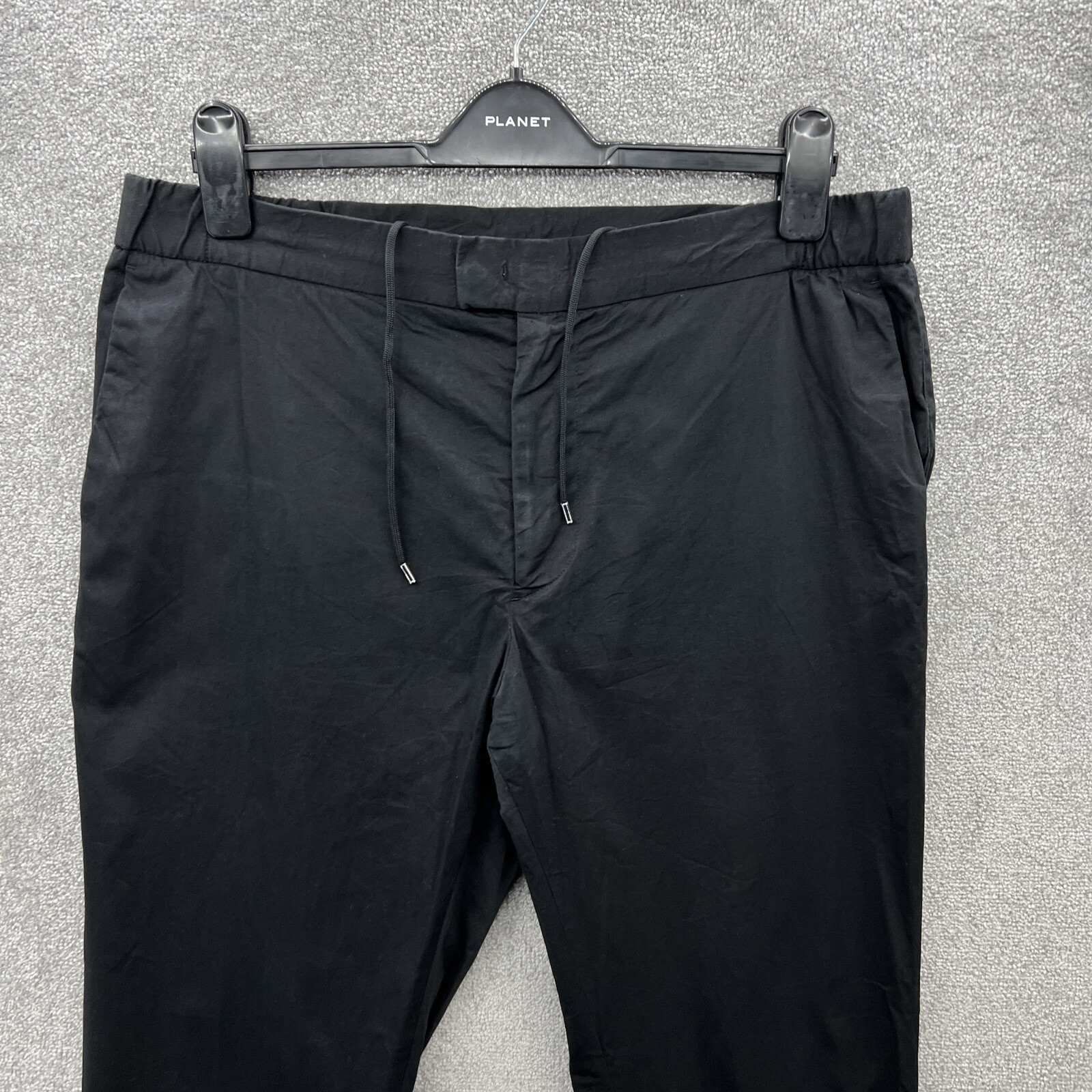 L'estrange Men's XL Black Tapered Leg Drawstring Formal Trousers image 3