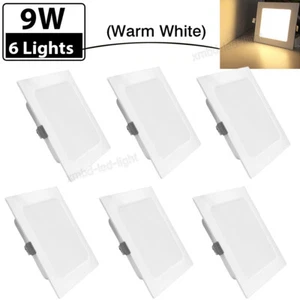 6 Pack 9W LED Recessed Ceiling Panel Down Lamps Warm White Kitchen Fixtures US - Picture 1 of 11