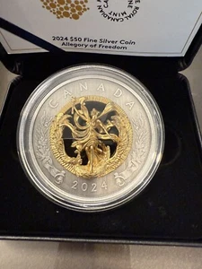 2024 ALLEGORY of FREEDOM $50 5oz .9999 Pure Silver stunning 3D on both sides! 🔥 - Picture 1 of 9