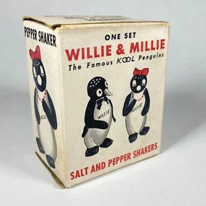Vintage KOOL Advertising Willie & Millie Salt & Pepper Shakers Unopened Box NOS - Picture 1 of 10