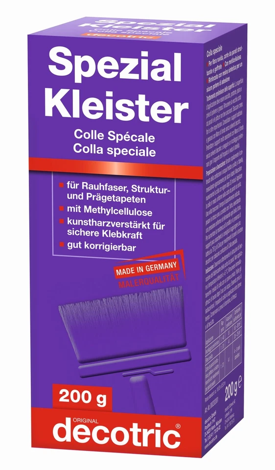 decotric Spezialkleister für Rauhfaser schwere Papiertapeten & Prägetapeten 200g - Bild 1 von 1