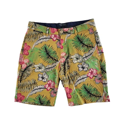 Pantalones Cortos Scotch & Soda Para Hombre Pequeños 28 Amarillo Floral Hibisco Tropical Chino Flores Foto 1 de 4