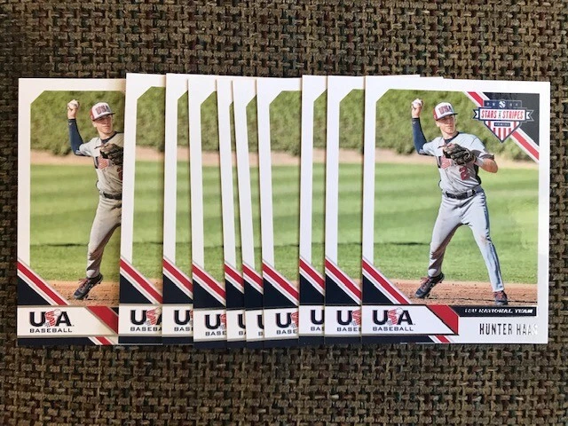 Lot (10) HUNTER HAAS 2020 Panini Stars & Stripes USA Baseball cards QTY - Image 1 of 1