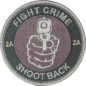 FIGHT CRIME SHOOT BACK 2A GUN POINT MULTICAM MILITARY TACTICAL HOOK MORALE PATCH - Picture 1 of 2