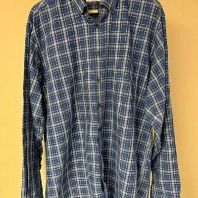 Camisa de vestir Kirkland Signature para hombre XL sin planchar a cuadros azul occidental Foto 1 de 4