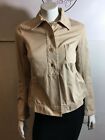 PRADA 36119 BEIGE KHAKI MILITARY ZIP FRONT LIGHT JACKET PEPLUM BACK SZ M