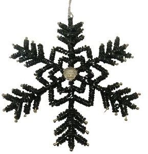 Large Beaded Snowflake Christmas Tree Ornament 15cm Green Xmas Tree Ornament - Picture 1 of 5