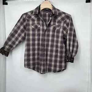 Roper Herren XL Hufeisen Hemd Pearl Snap schwarz/weiß/rot kariert langarm - Bild 1 von 10